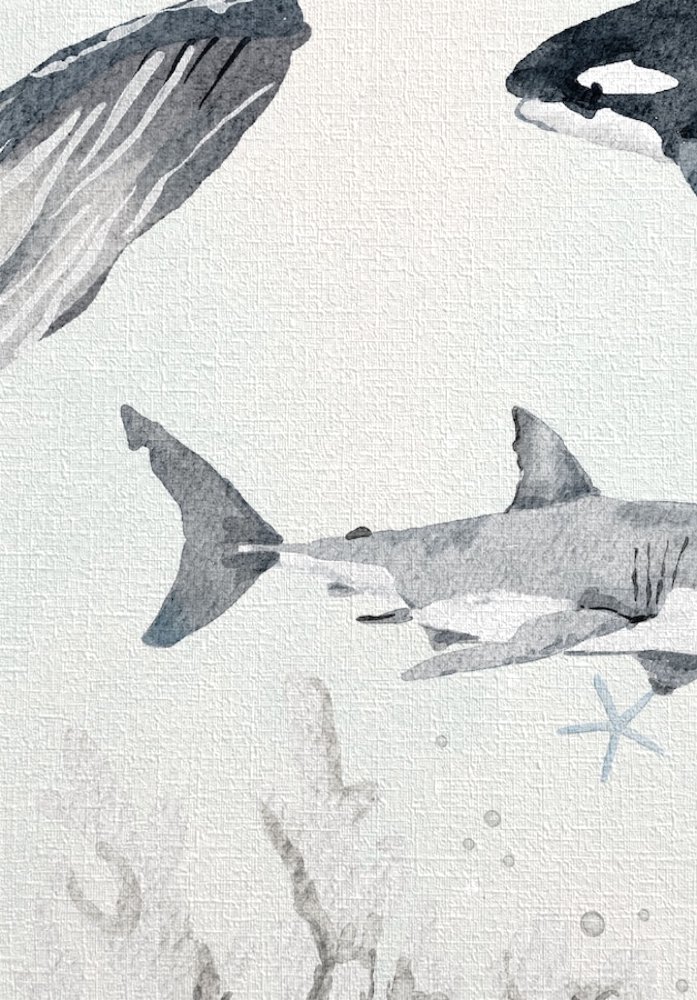 Acercamiento del papel mural BALLENA donde se aprecia la textura