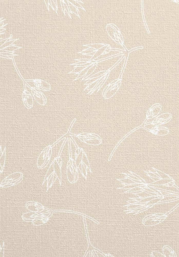 Acercamiento del papel mural FLORES BEIGE donde se aprecia la textura