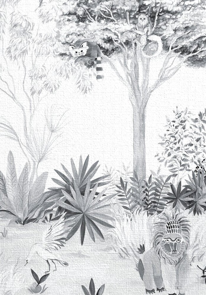 Acercamiento del papel mural JUNGLA donde se aprecia la textura