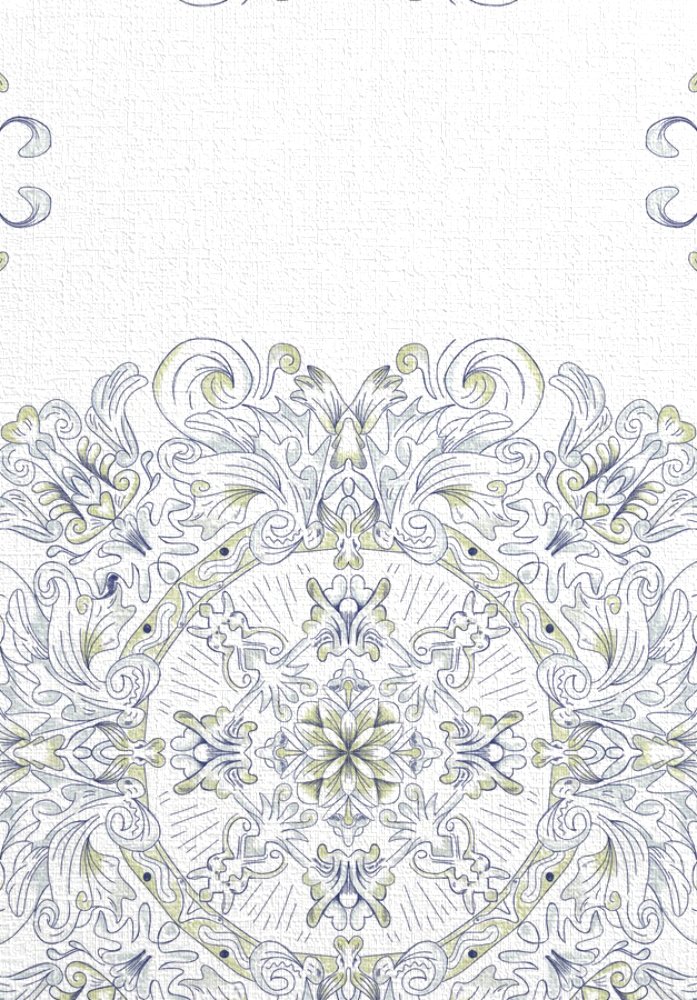 Acercamiento del papel mural rococo donde se aprecia la textura